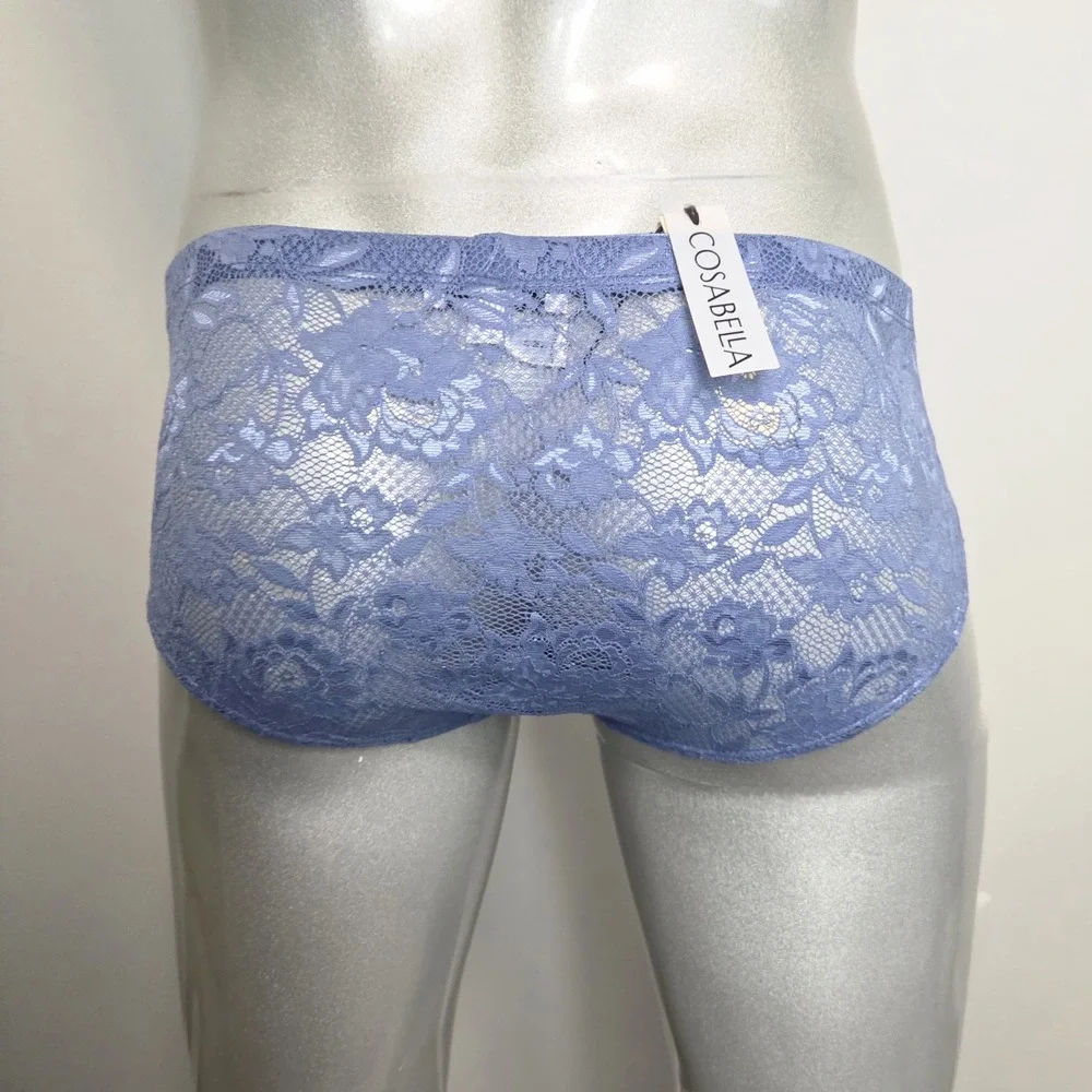 Cosabella Mens Never Say Never Lace Briefs Blue Low Rise‎ Italian Floral Lace M